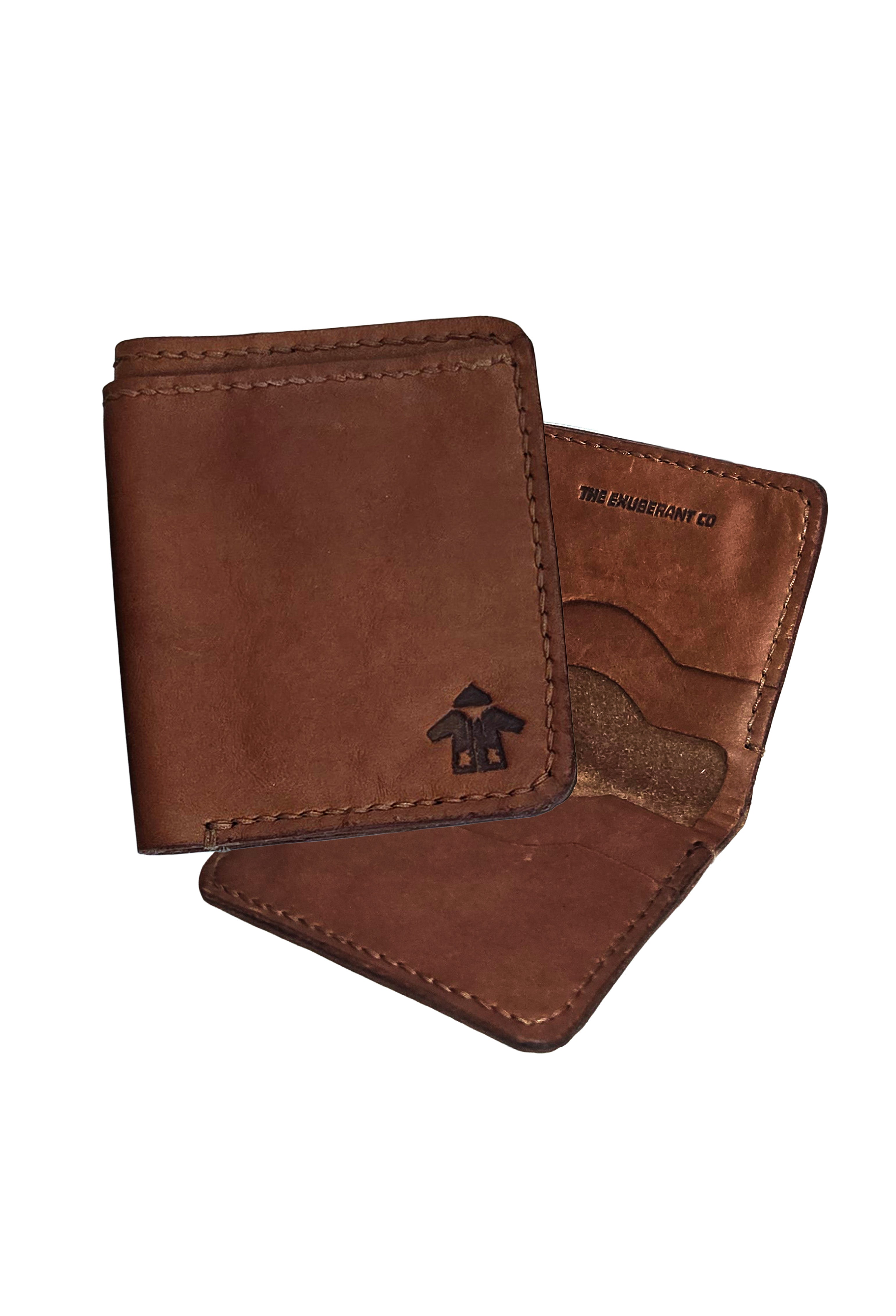 Leather Bi-Fold Wallet w/Brown Thread (Brown)