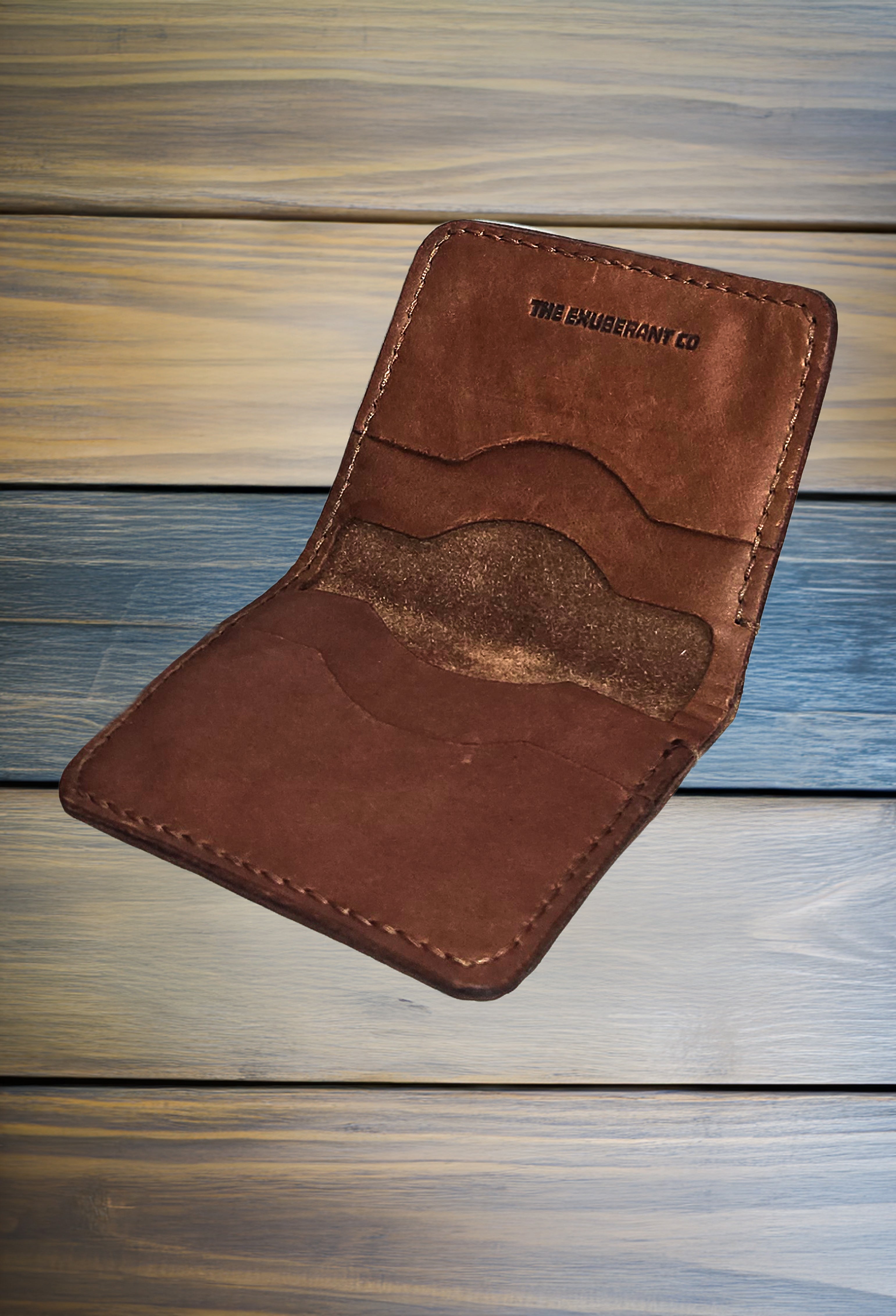 Leather Bi-Fold Wallet w/Brown Thread (Brown)