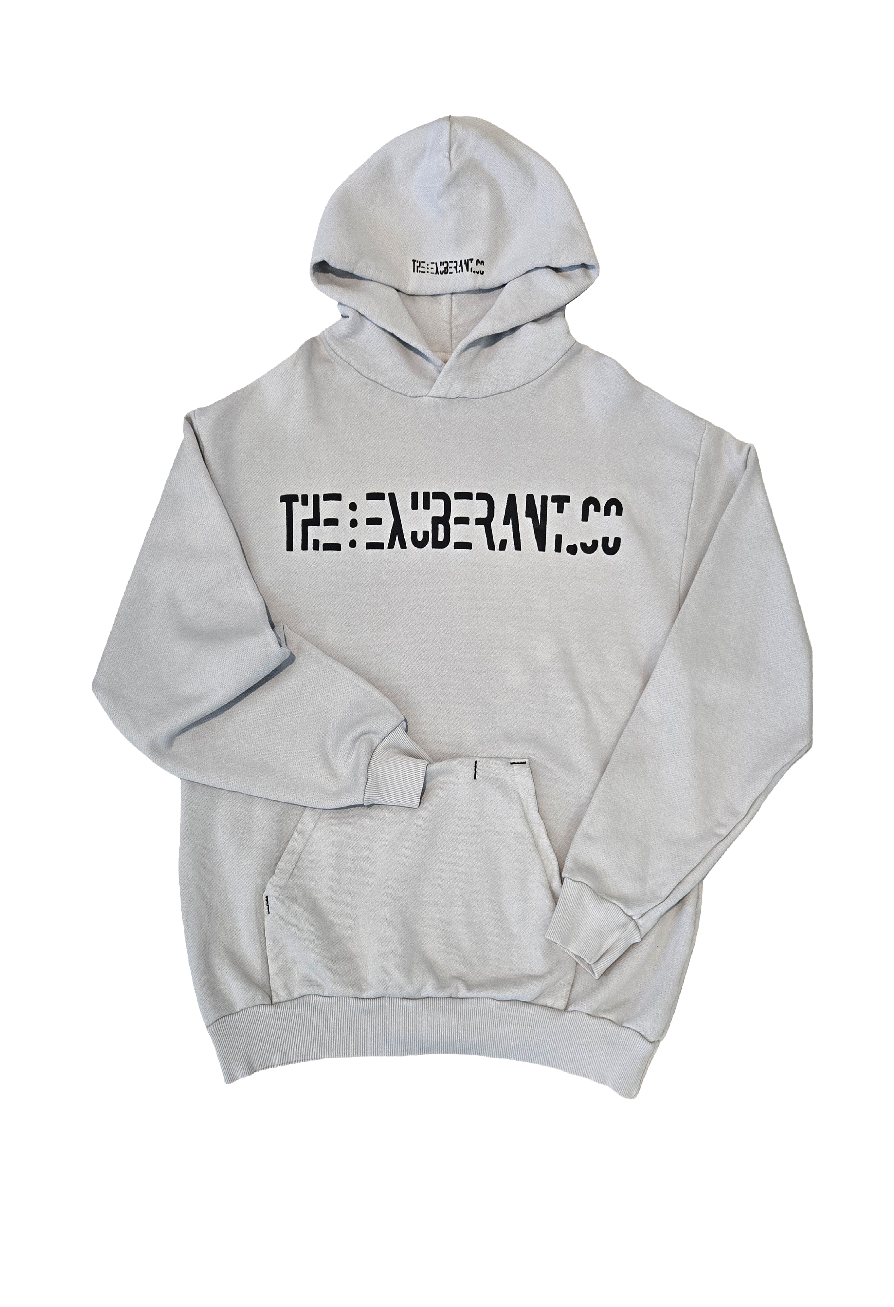 Printed French Terry Hoodie w/Mini Pocket Built-In a Kangaroo Pocket (Ash)