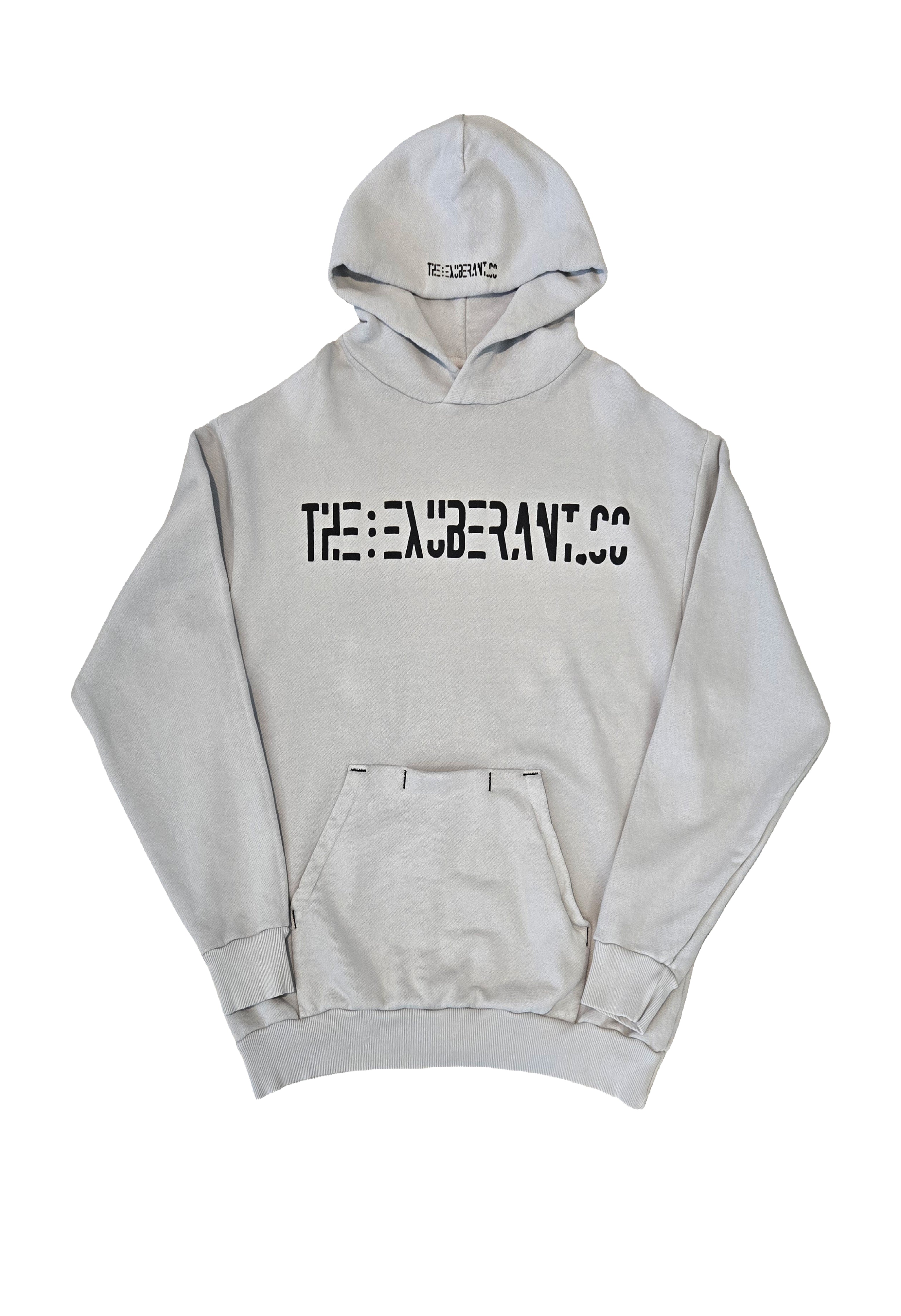 Printed French Terry Hoodie w/Mini Pocket Built-In a Kangaroo Pocket (Ash)