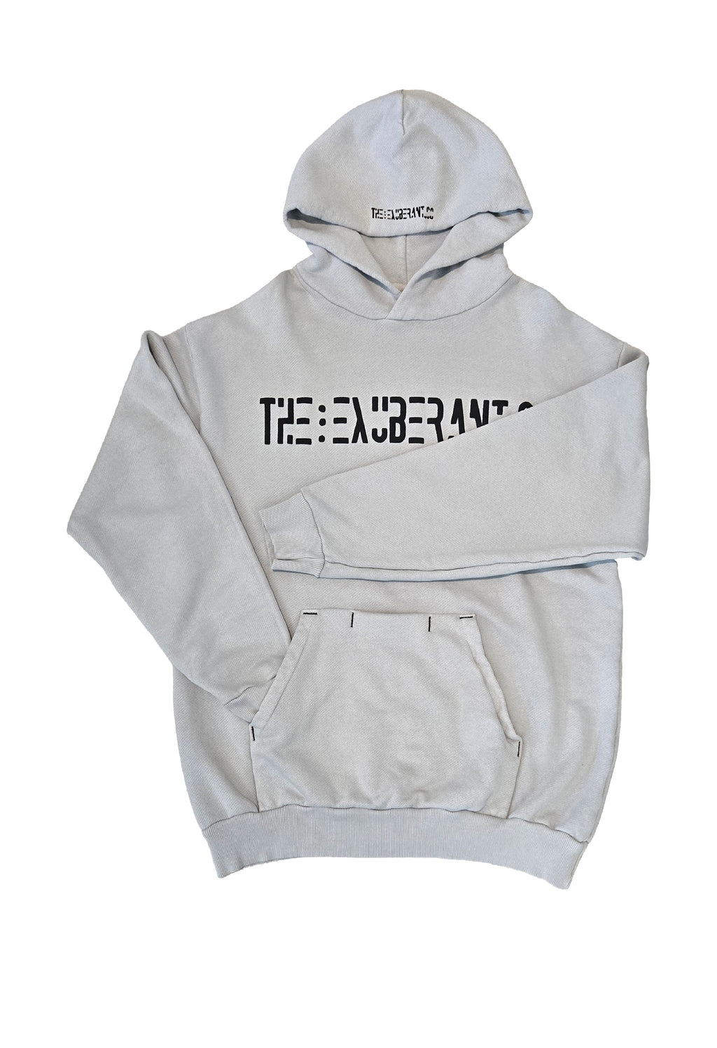 Printed French Terry Hoodie w/Mini Pocket Built-In a Kangaroo Pocket (Ash)