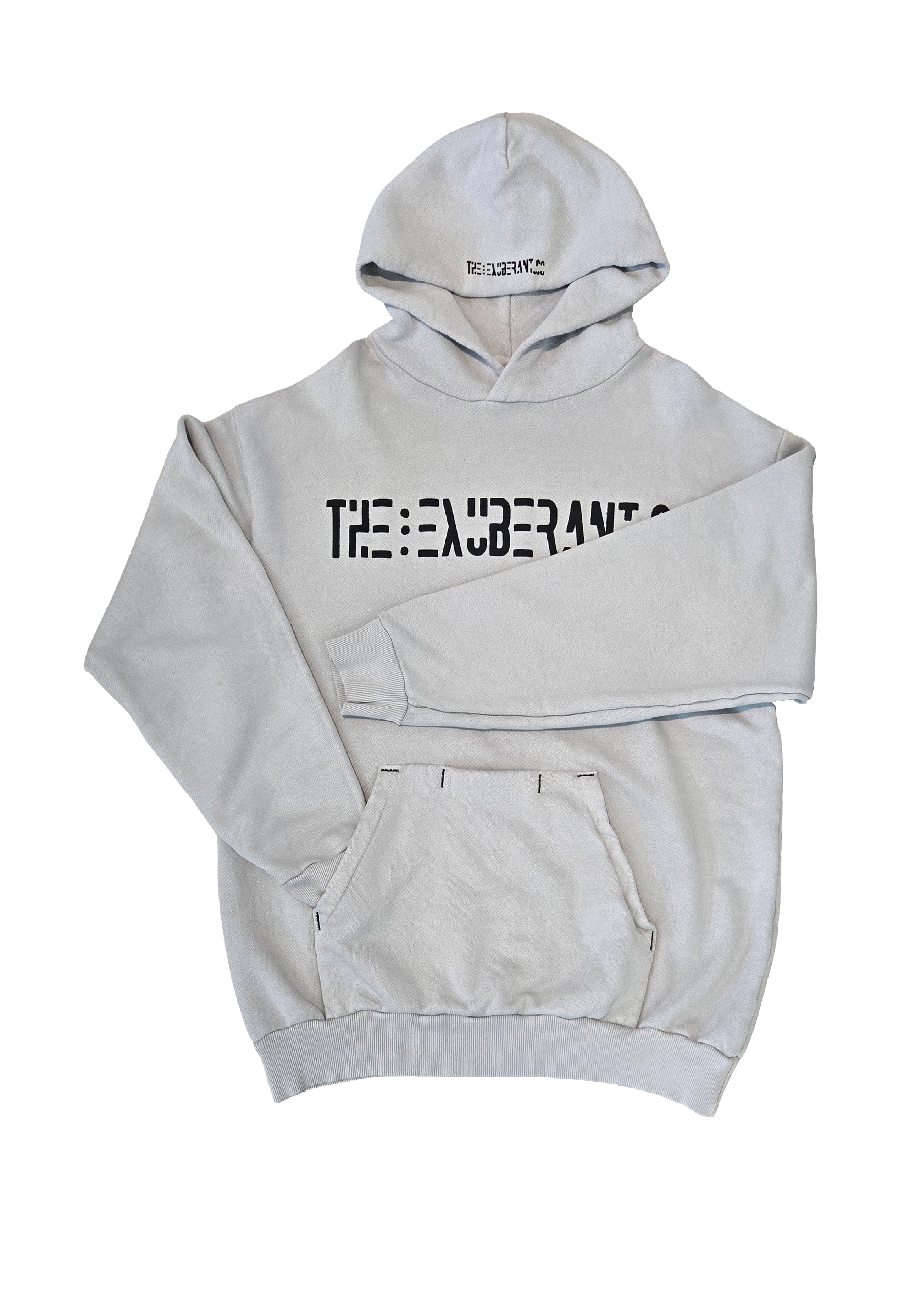 Printed French Terry Hoodie w/Mini Pocket Built-In a Kangaroo Pocket (Ash)