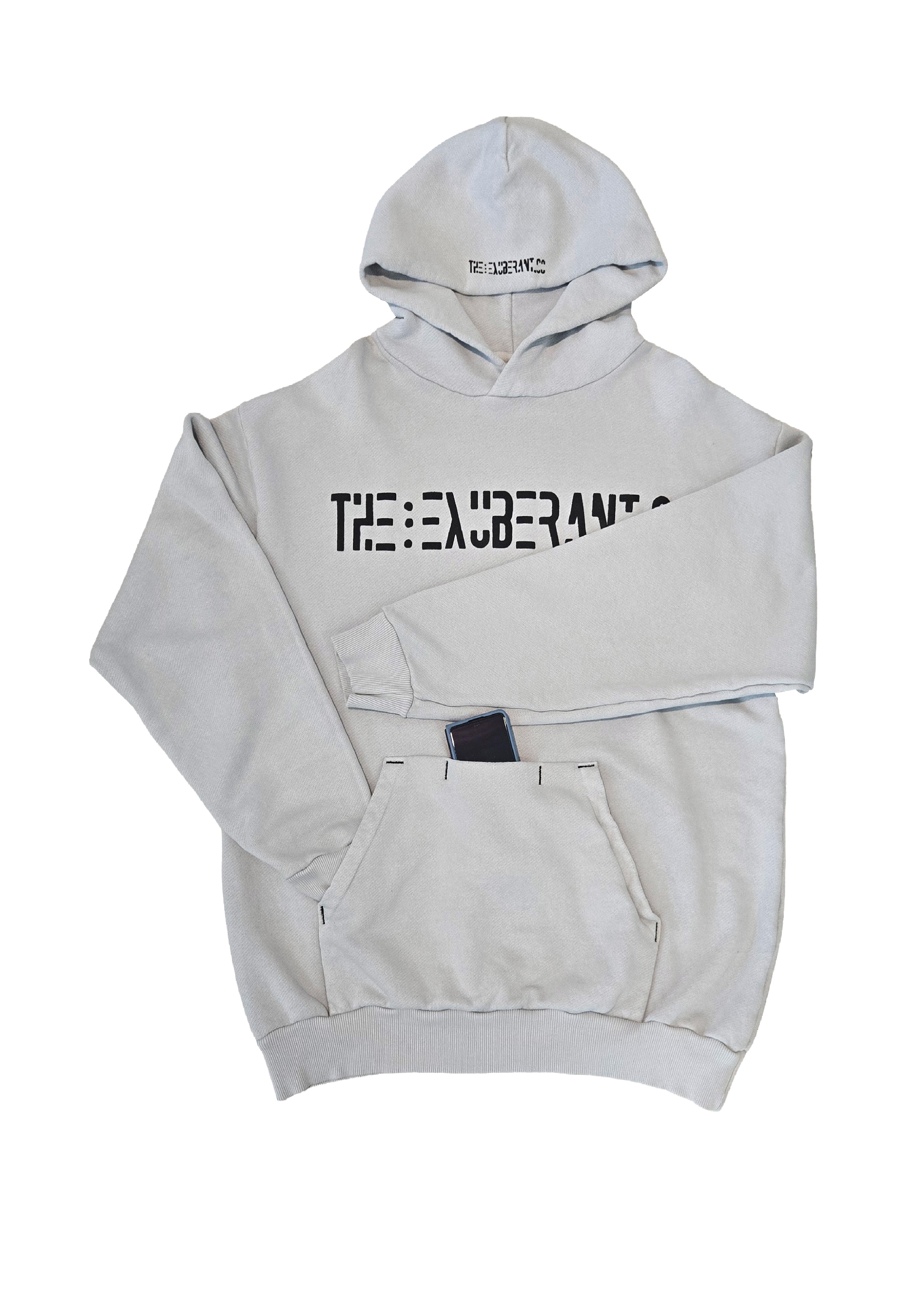 Printed French Terry Hoodie w/Mini Pocket Built-In a Kangaroo Pocket (Ash)