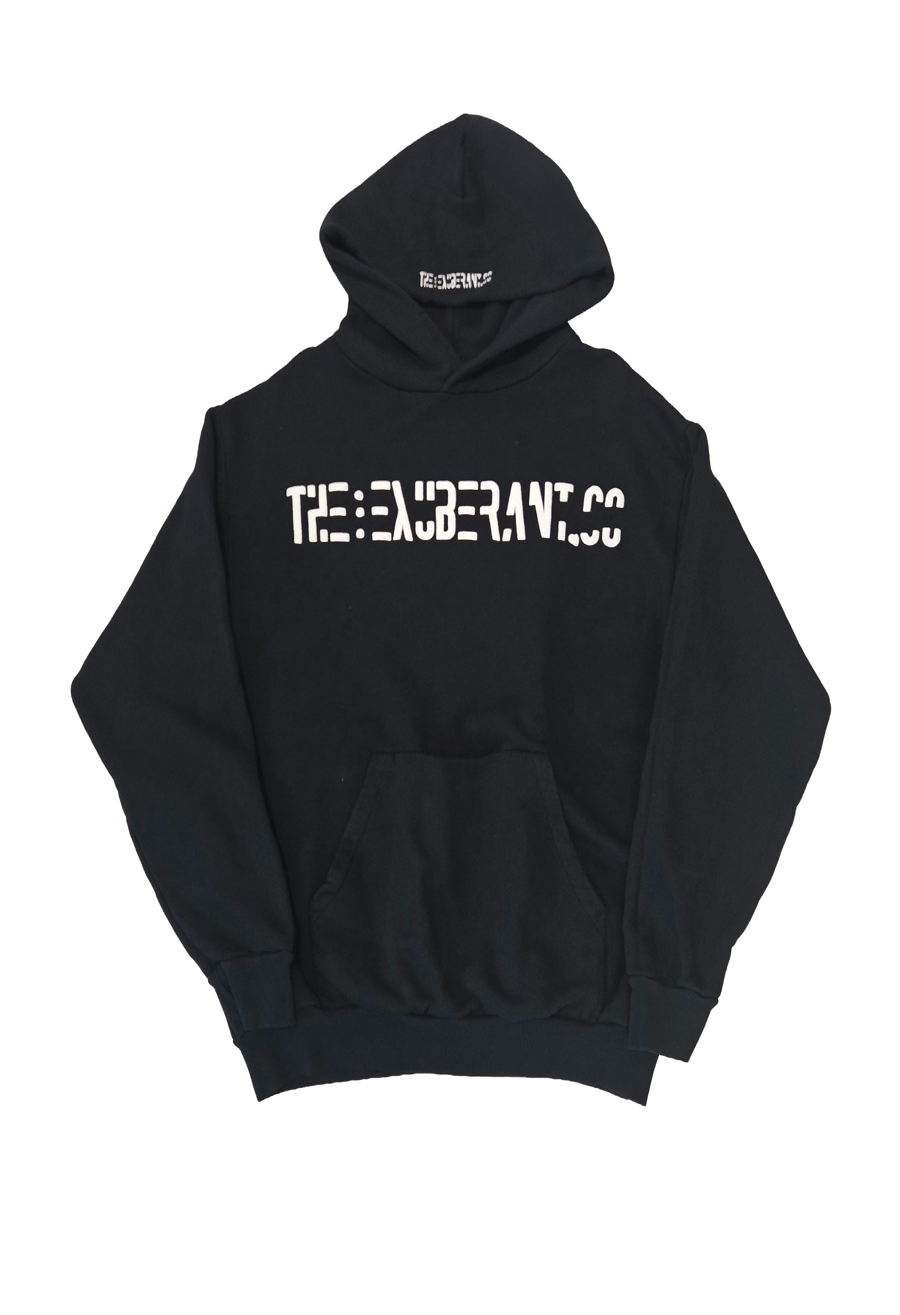 Printed French Terry Hoodie w/Mini Pocket Built-In a Kangaroo Pocket (Black)