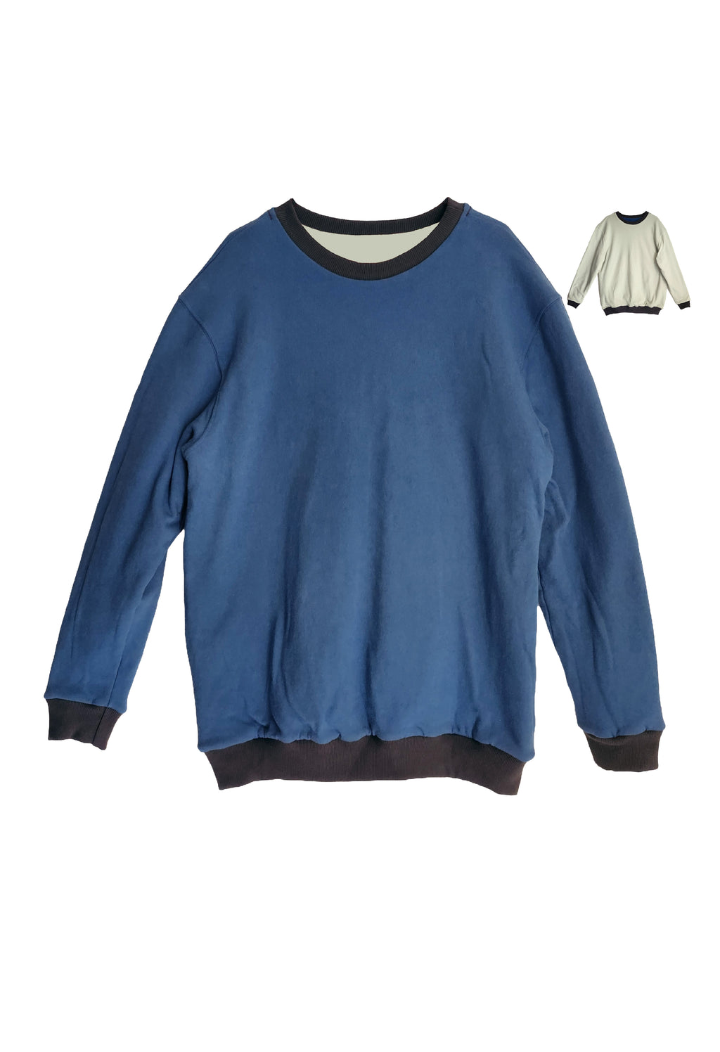 Reversible Double Sided Fleece Crew Neck Sweatshirt w/Zipper Pocket on One Side (Lake/Mint)