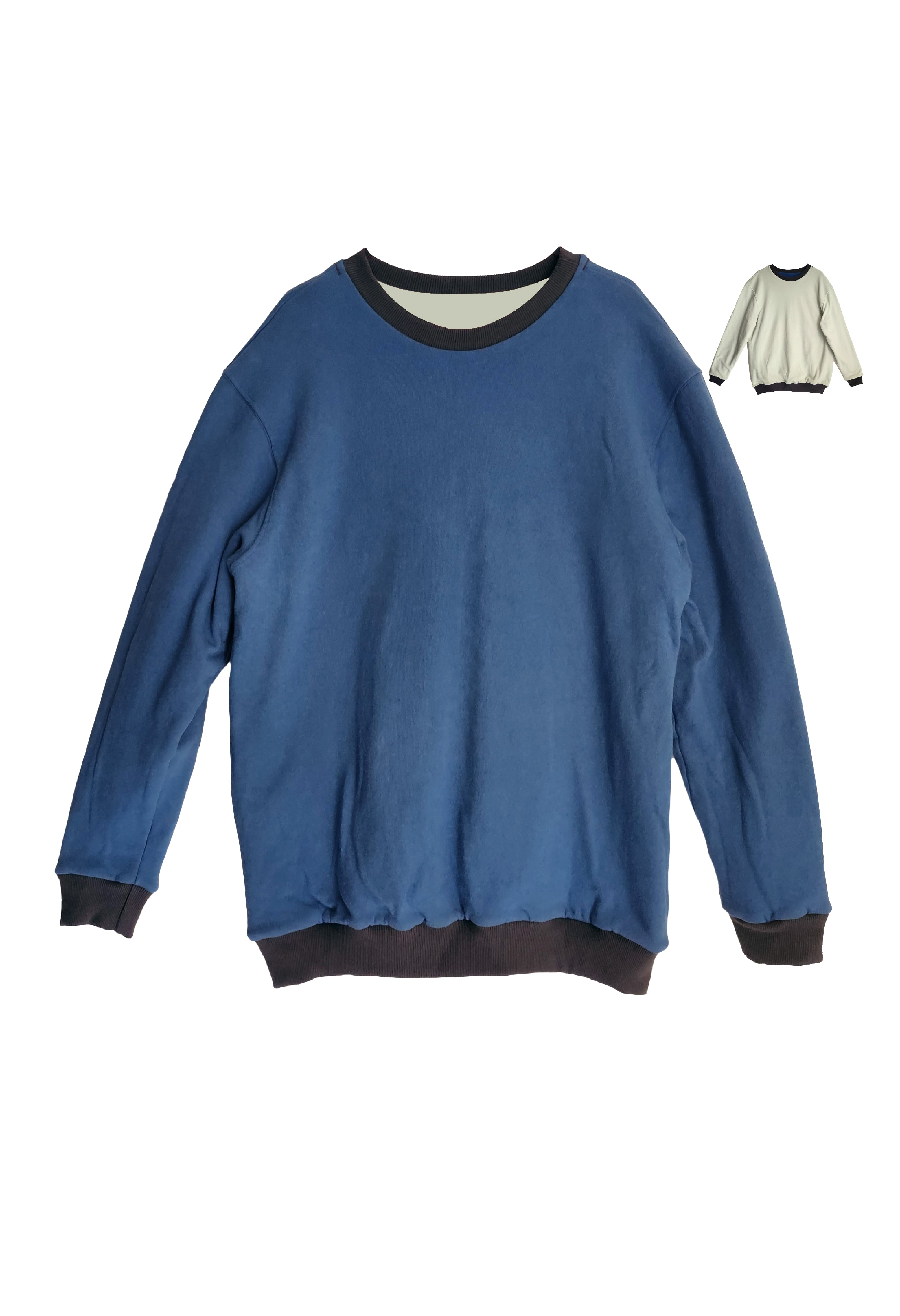 Reversible Double Sided Fleece Crew Neck Sweatshirt w/Zipper Pocket on One Side (Lake/Mint)