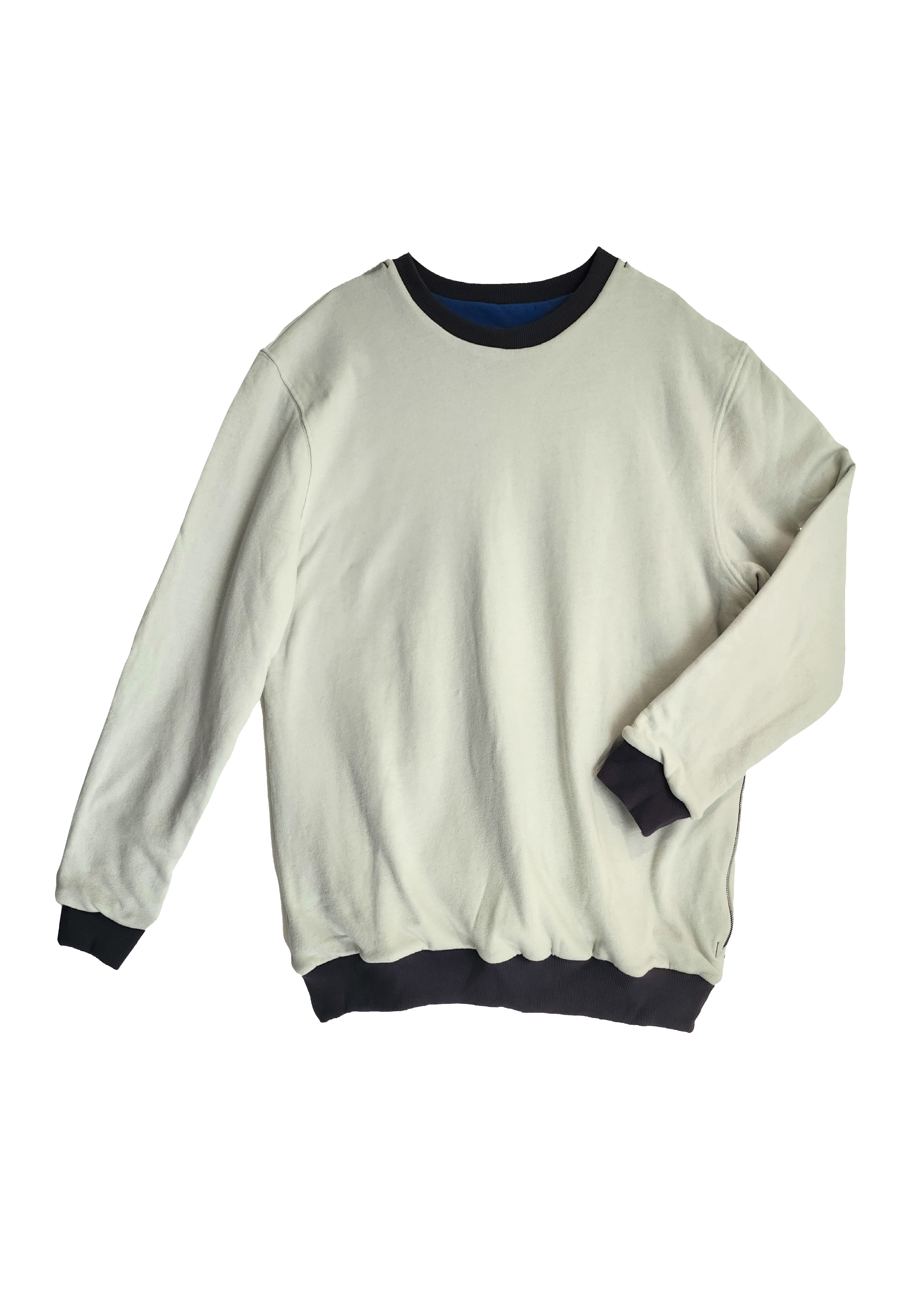 Reversible Double Sided Fleece Crew Neck Sweatshirt w/Zipper Pocket on One Side (Lake/Mint)
