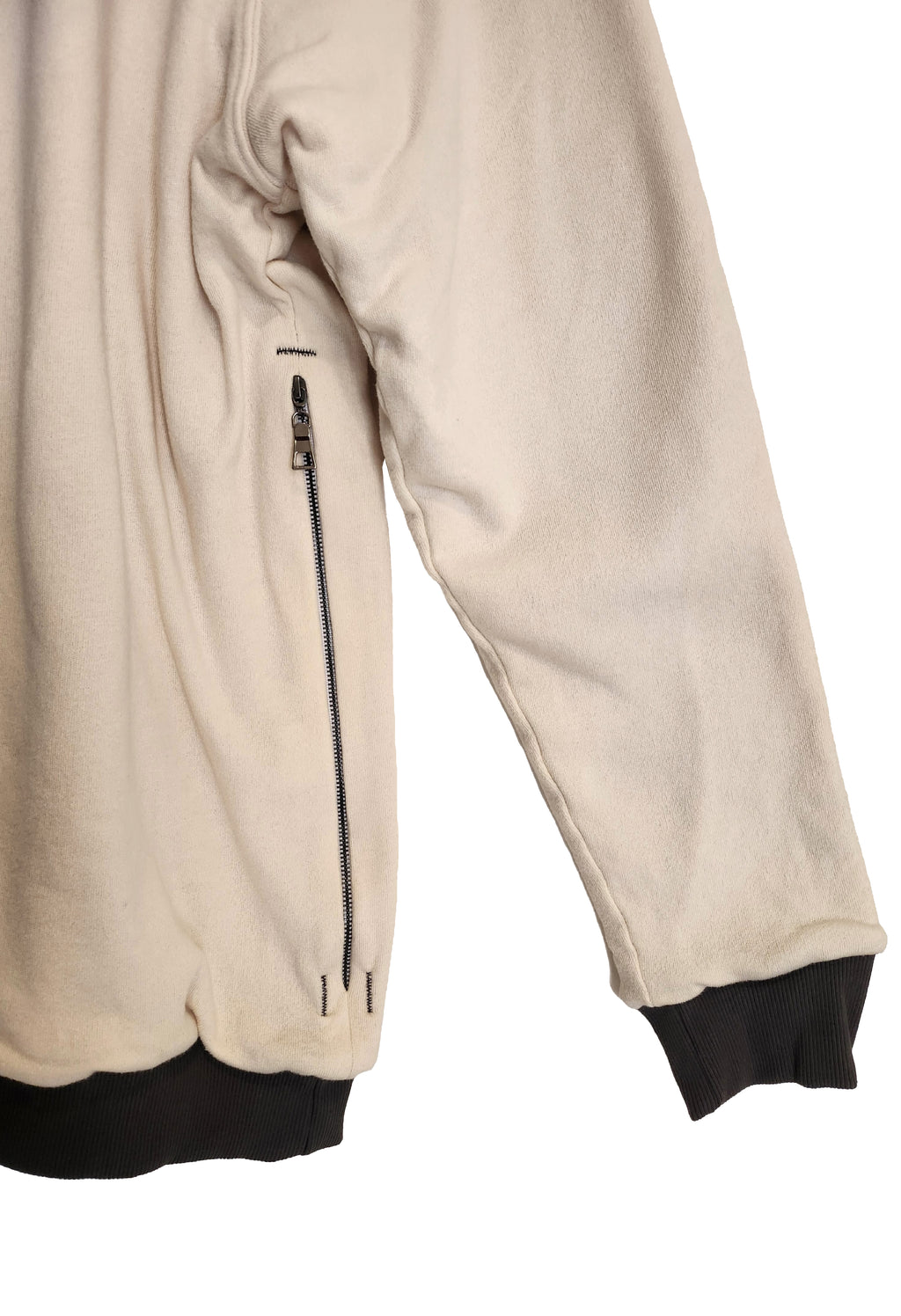 Reversible Double Sided Fleece Crew Neck Sweatshirt w/Zipper Pocket on One Side (Orange/Creme)