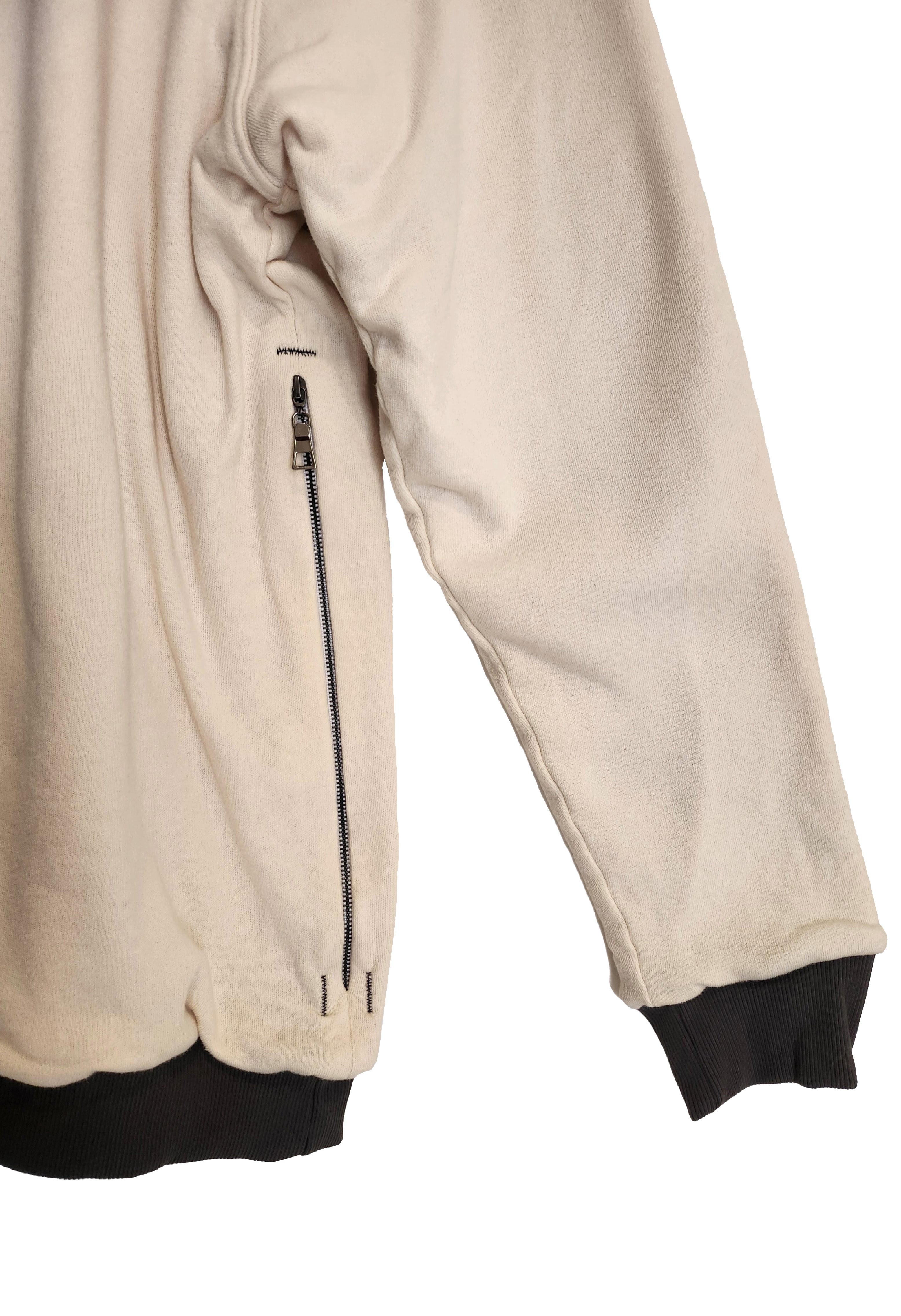 Reversible Double Sided Fleece Crew Neck Sweatshirt w/Zipper Pocket on One Side (Orange/Creme)