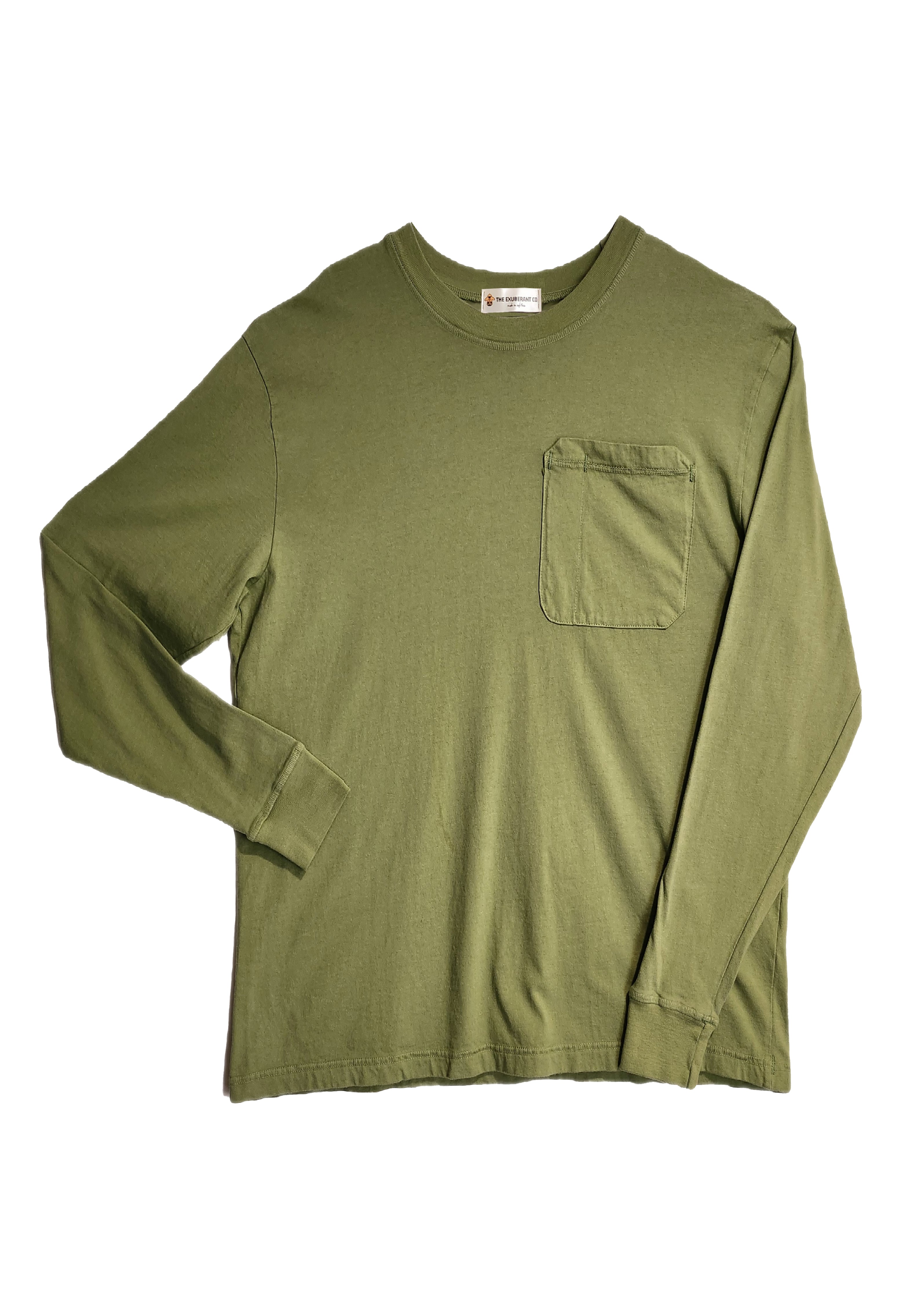 Long Sleeves Cotton Jersey Tee w/Front Pocket (Sage)
