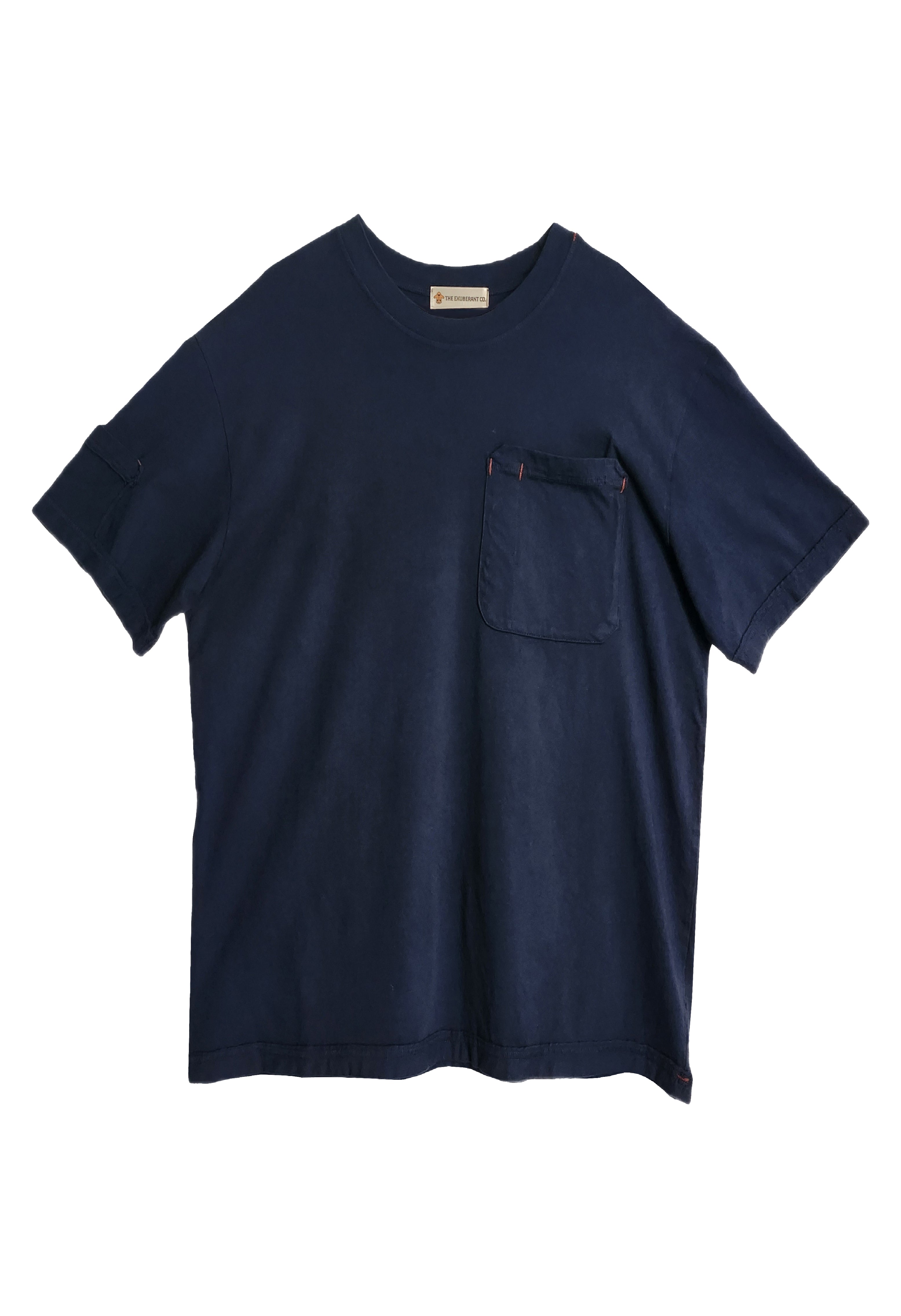 Short Sleeves Cotton Jersey Tee w/Pockets on Front & One Side Sleeve (Navy)