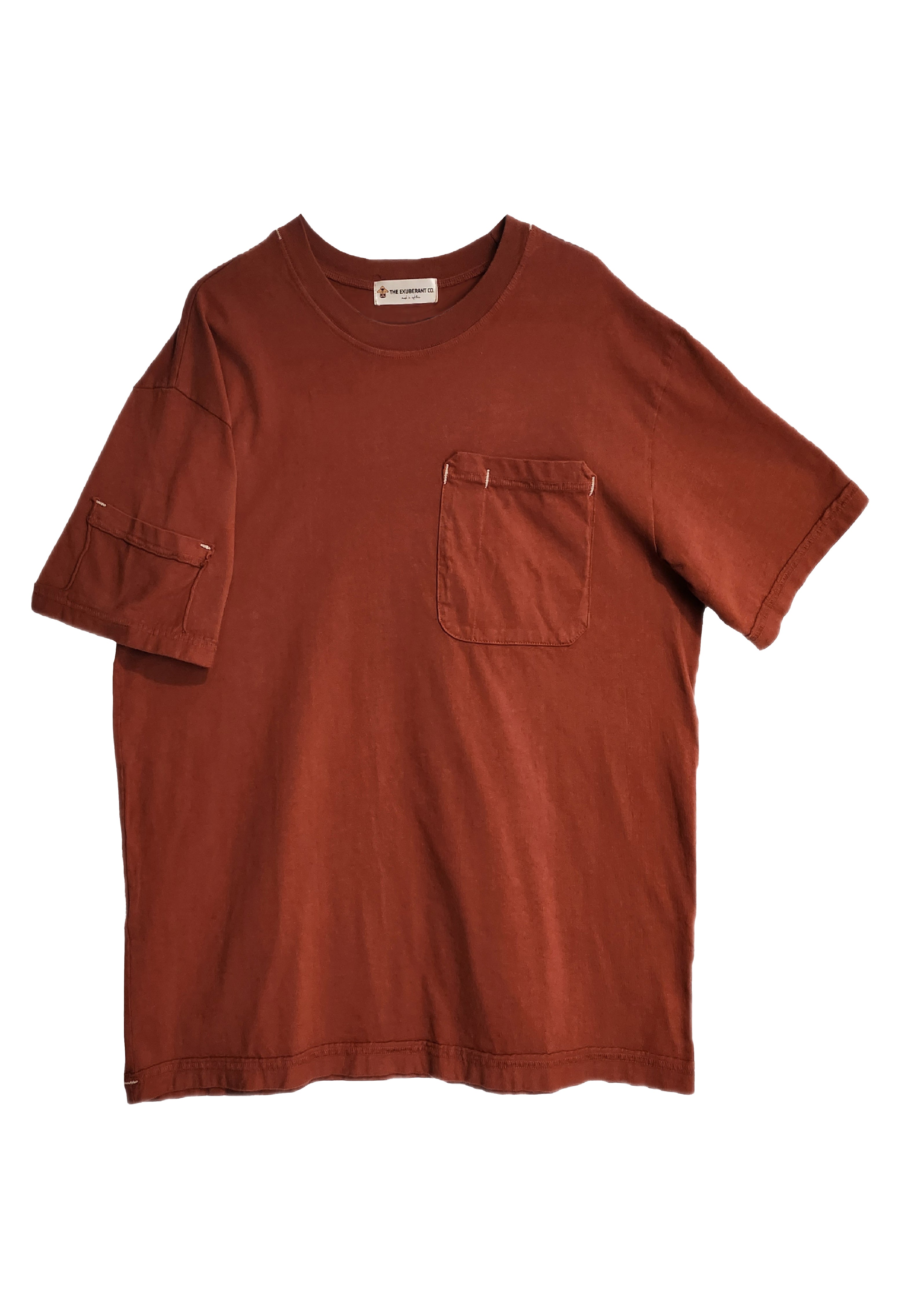 Short Sleeves Cotton Jersey Tee w/Pockets on Front & One Side Sleeve (Rust)