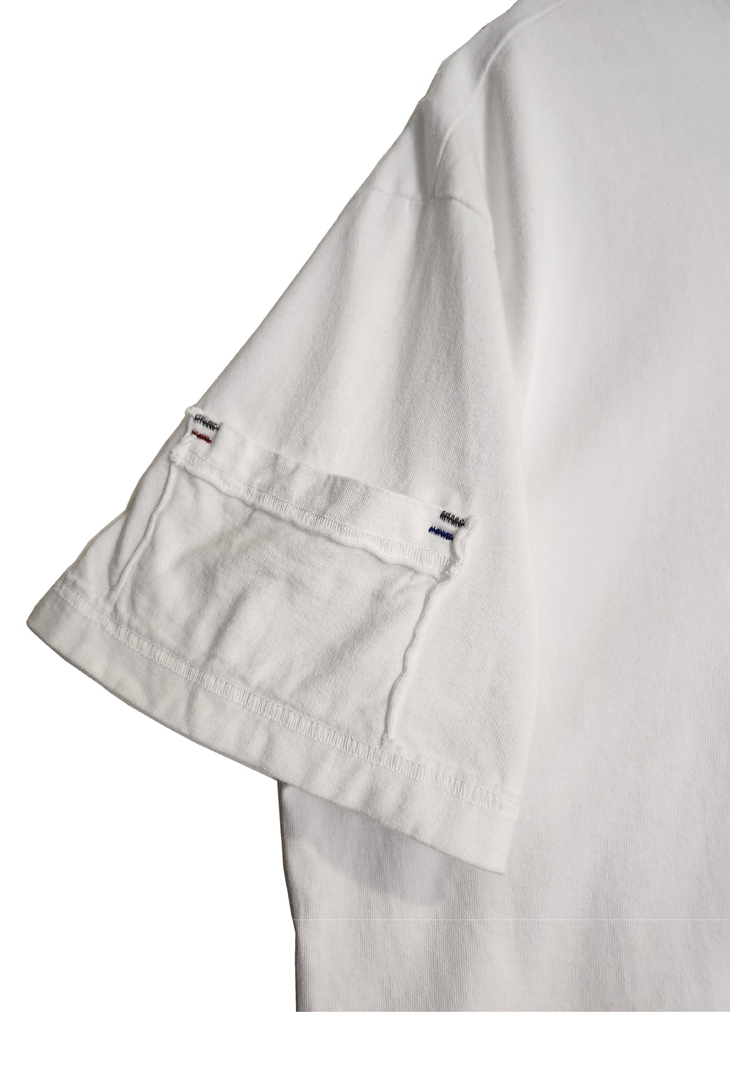Short Sleeves Cotton Jersey Tee w/Pockets on Front & One Side Sleeve (White)
