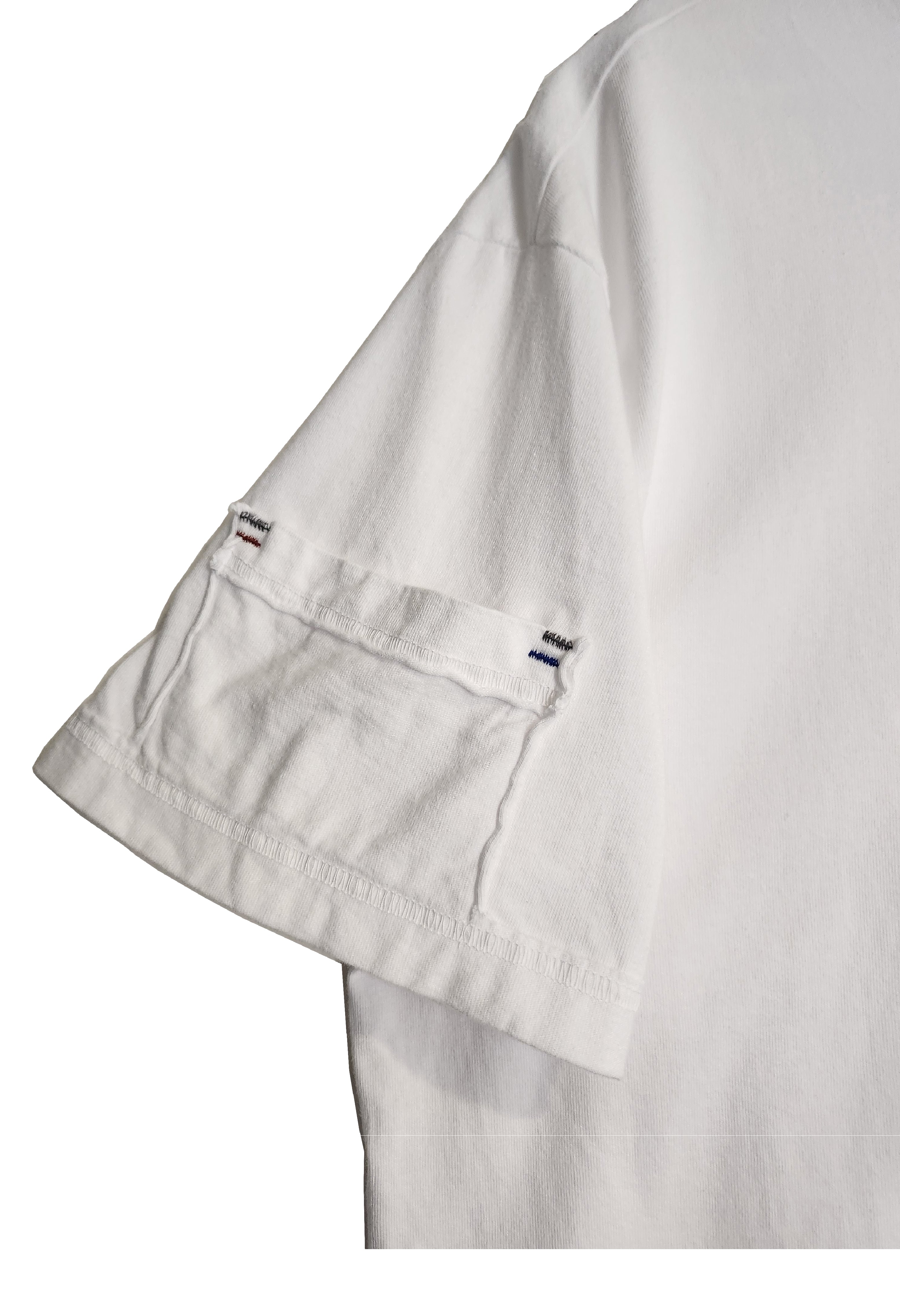 Short Sleeves Cotton Jersey Tee w/Pockets on Front & One Side Sleeve (White)